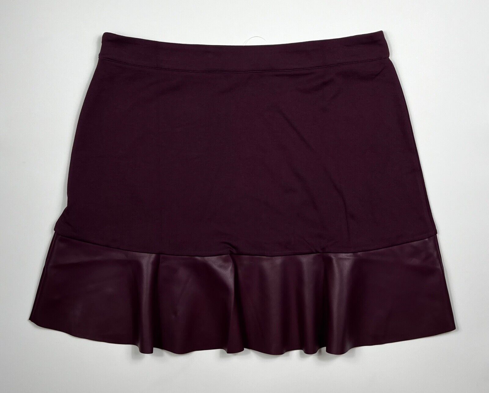 NEW! MICHAEL Michael Kors Women's XL Mixed-Media Flare Skirt In Cordovan NWT $98