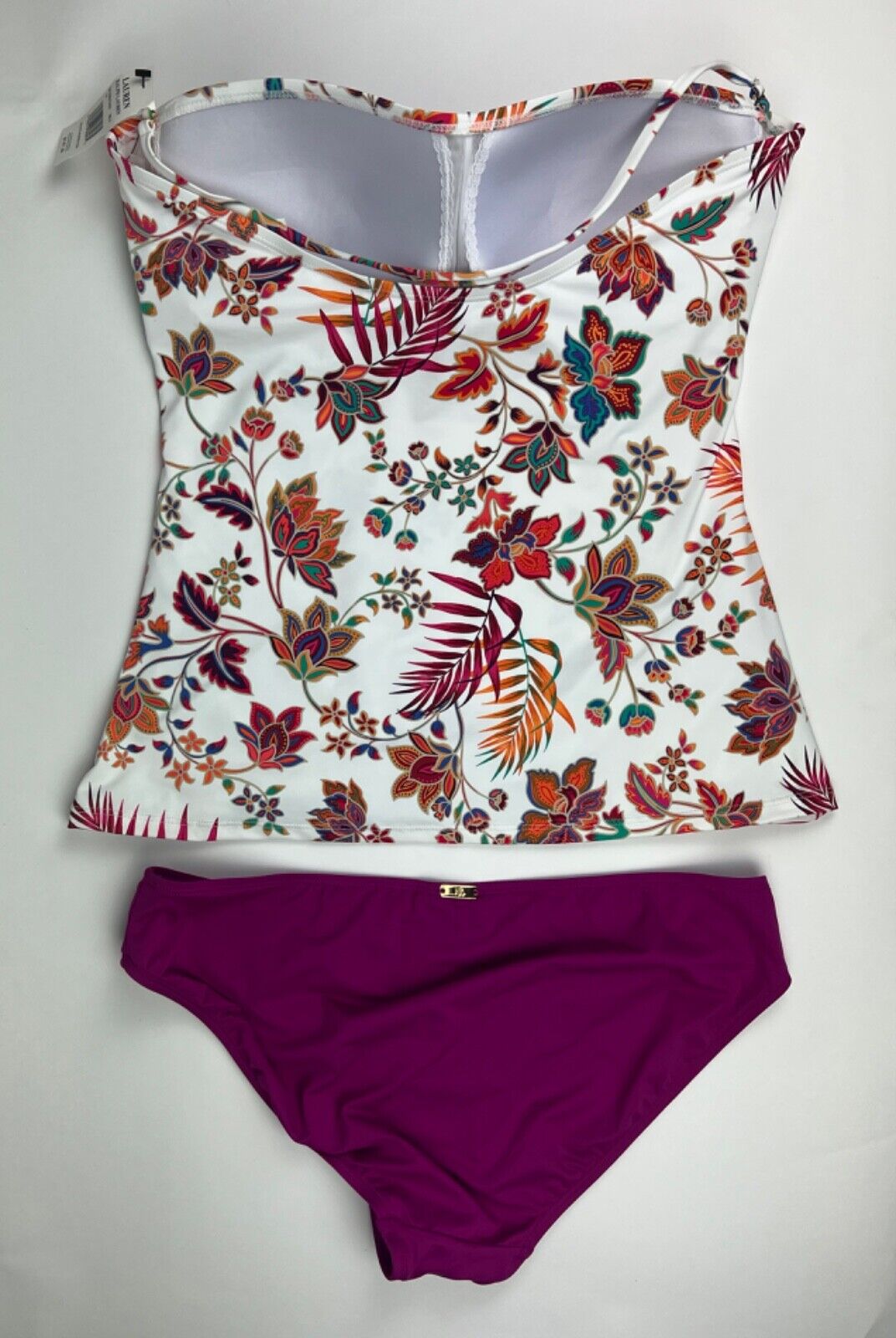 NEW! Lauren Ralph Lauren Womens 14 Jacobean Floral Tankini Top & Bottom NWT $147