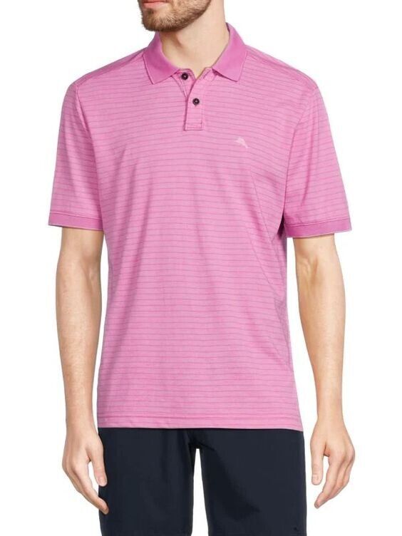 NEW! Tommy Bahama Men's L Striped Polo Shirt In Nebula Purple NWT $99.50