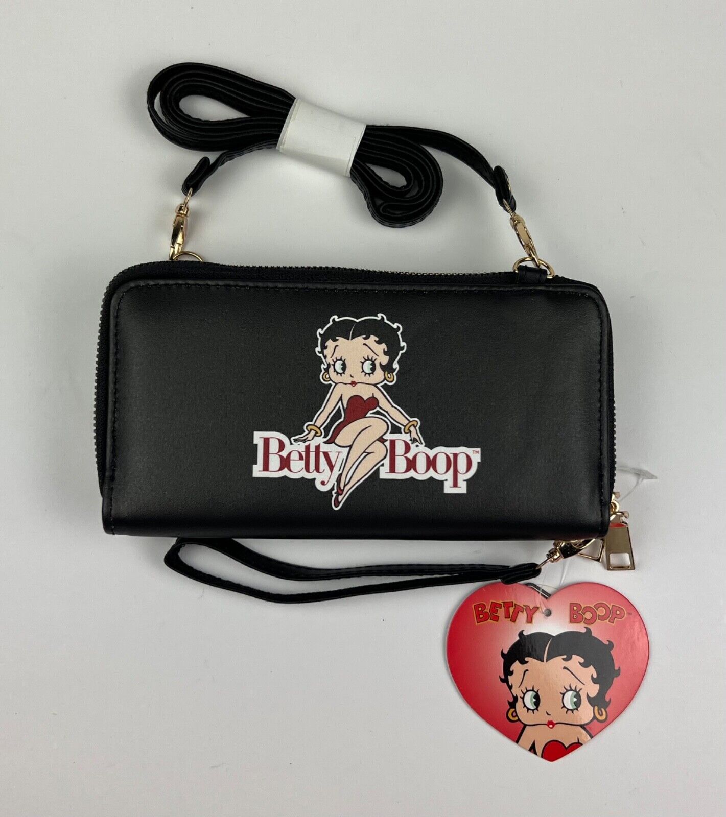 NEW! shops Betty Boop Womens Lany Vegan Crossbody Wristlet Wallet Bag