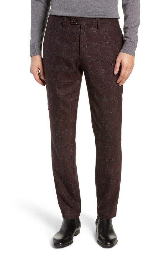 NEW! Ted Baker Men's 34R Ddartro Bouclé-Check Relaxed Fit Trousers NWT $219