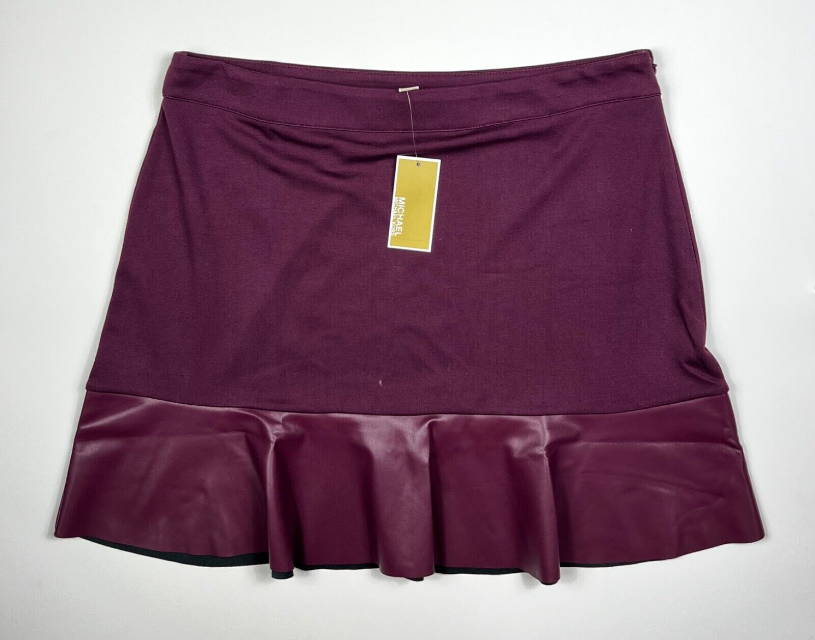 NEW! MICHAEL Michael Kors Women's XL Mixed-Media Flare Skirt In Cordovan NWT $98