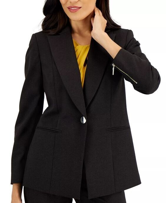 NEW! Kasper Women's Plus 22W Zip-Cuff Notched Collar One-Button Jacket NWT $139