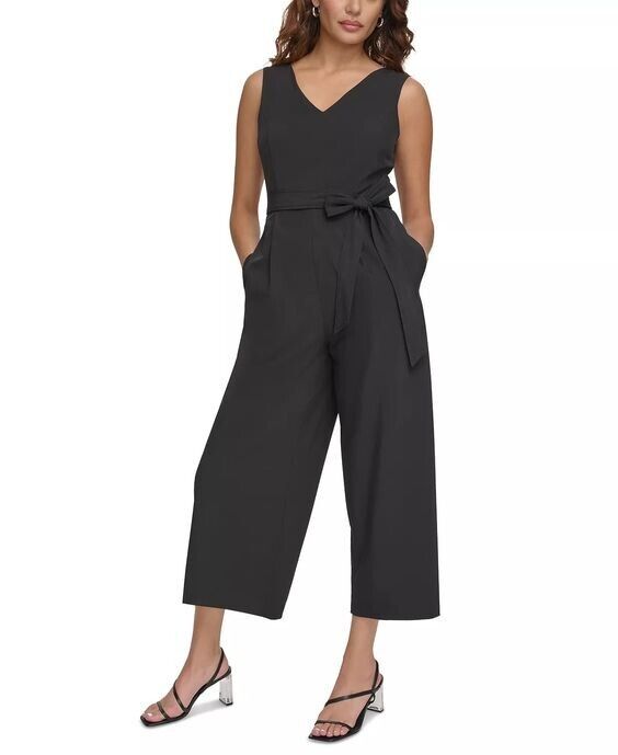 NEW! Calvin Klein Women's 4 Sleeveless Belted Commuter Jumpsuit MSRP $139