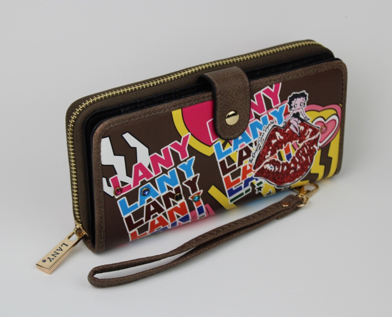 NEW! Betty Boop Women's Lany Vegan Wristlet Wallet