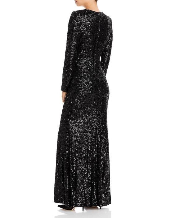 NANETTE Nanette Lepore Women's Long Sleeve V Neck Sequin Gown