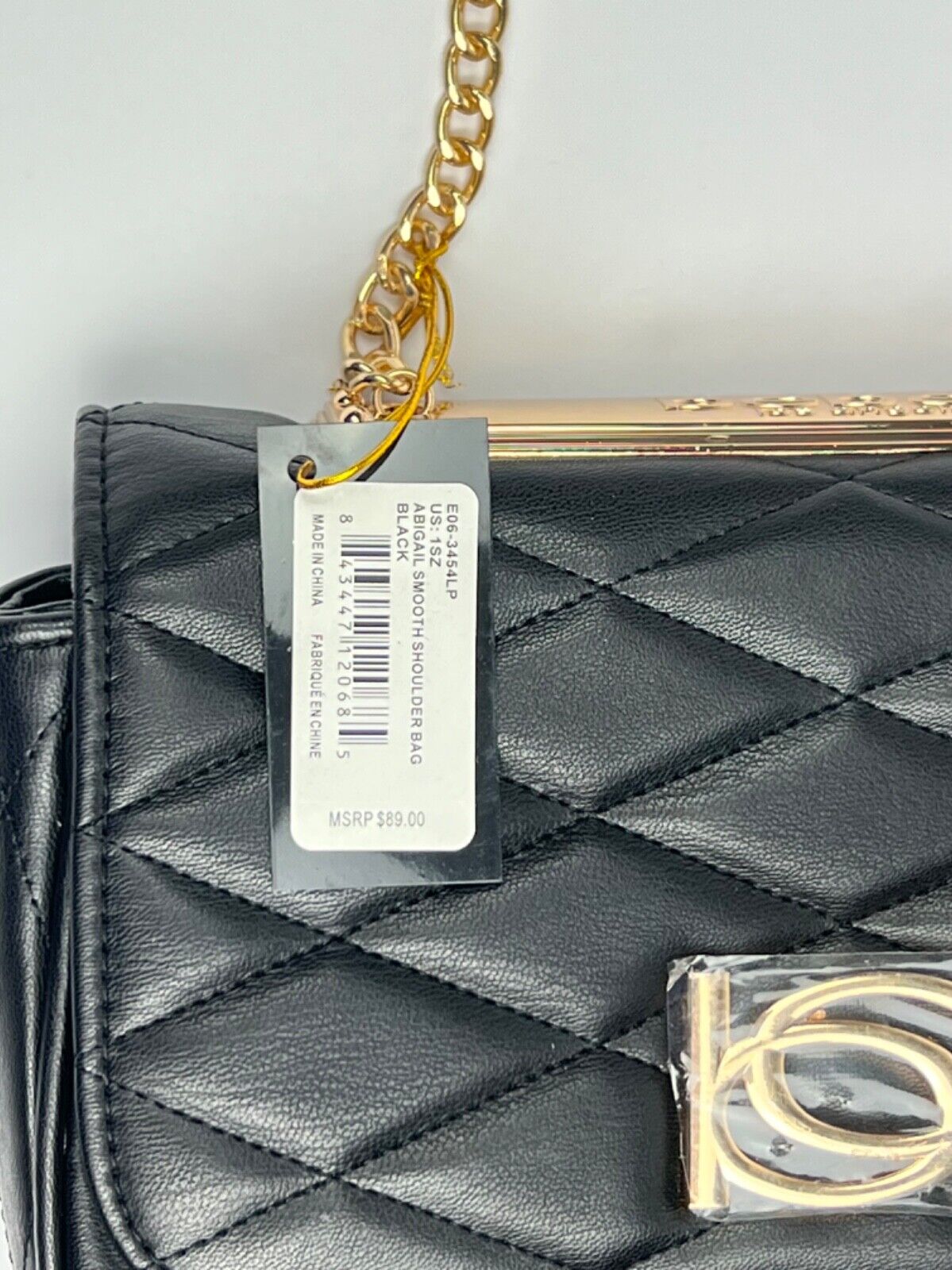 NWT! BEBE Abigail Quilted Crossbody Bag - Black / Gold sale