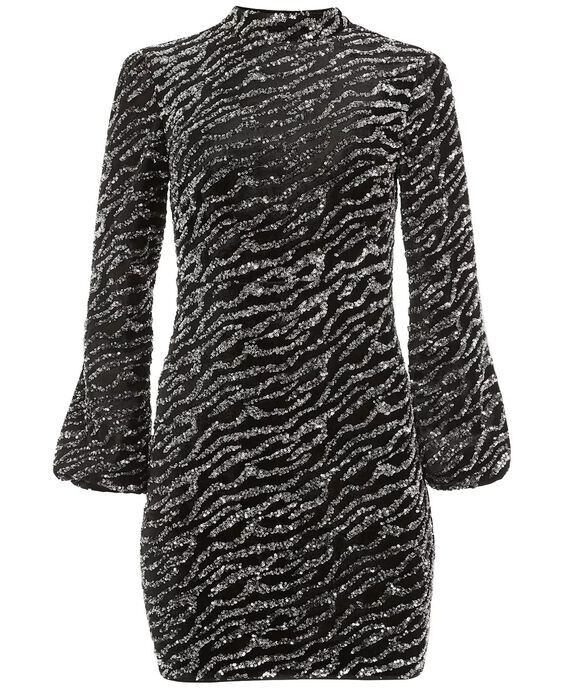 NEW! Guess Women's Zoe Sequin Balloon-Sleeve Dress