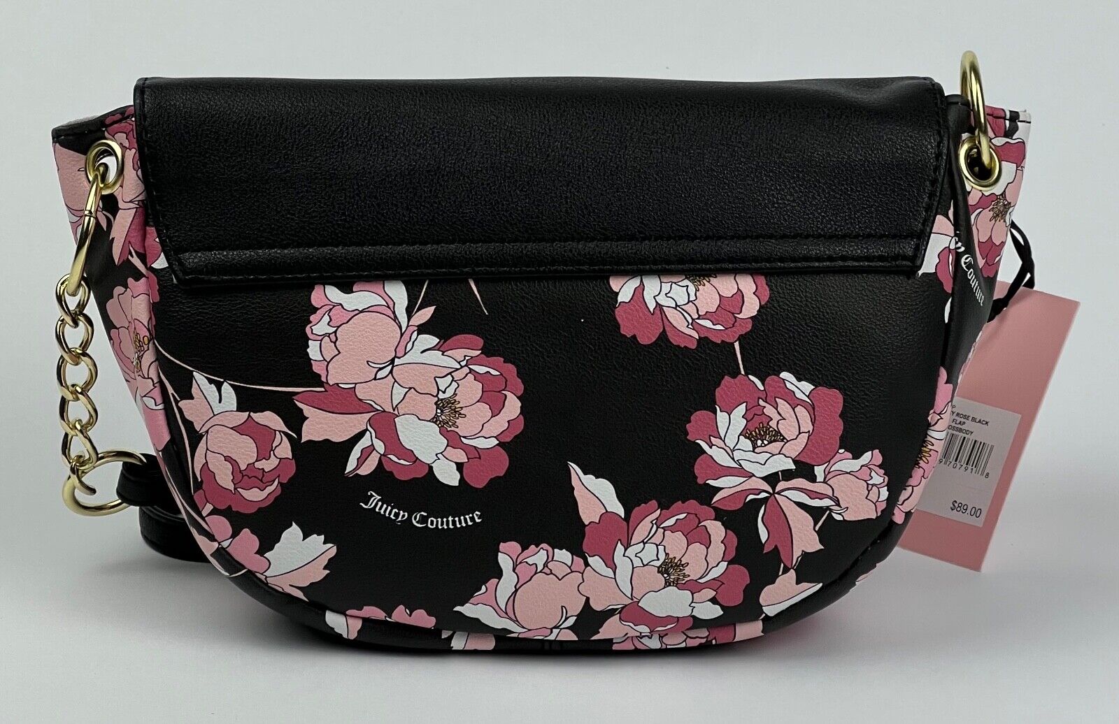 NEW! Juicy Couture Womens Flap Pretty Rose Black Crossbody Bag NWT $89