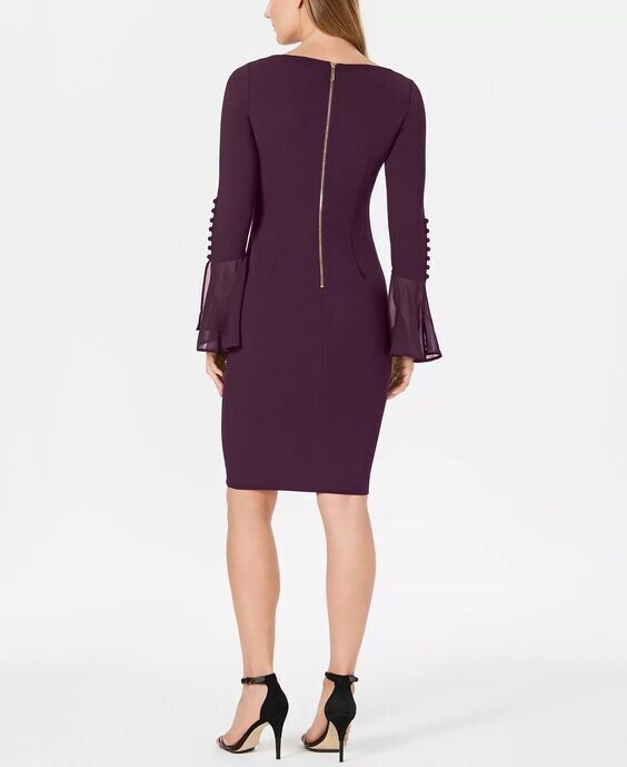 NEW! Calvin Klein Women's 12P Illusion Bell-Sleeve Dress NWT $89.98