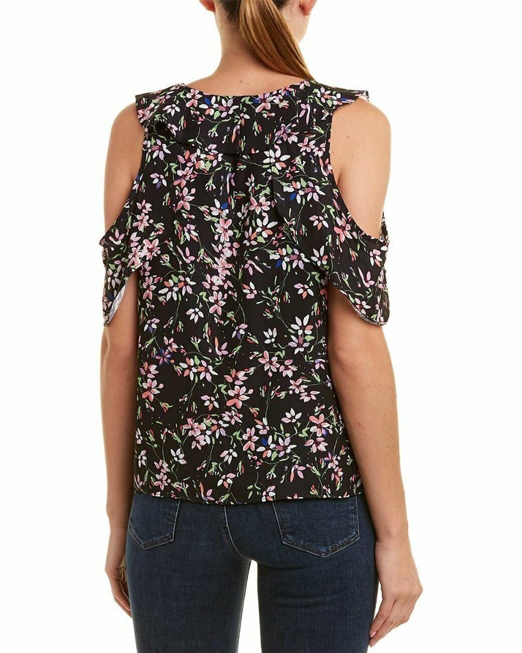 NEW! Parker Women's XS Cold Shoulder Ruffle Floral Blouse In Lisse NWT $228