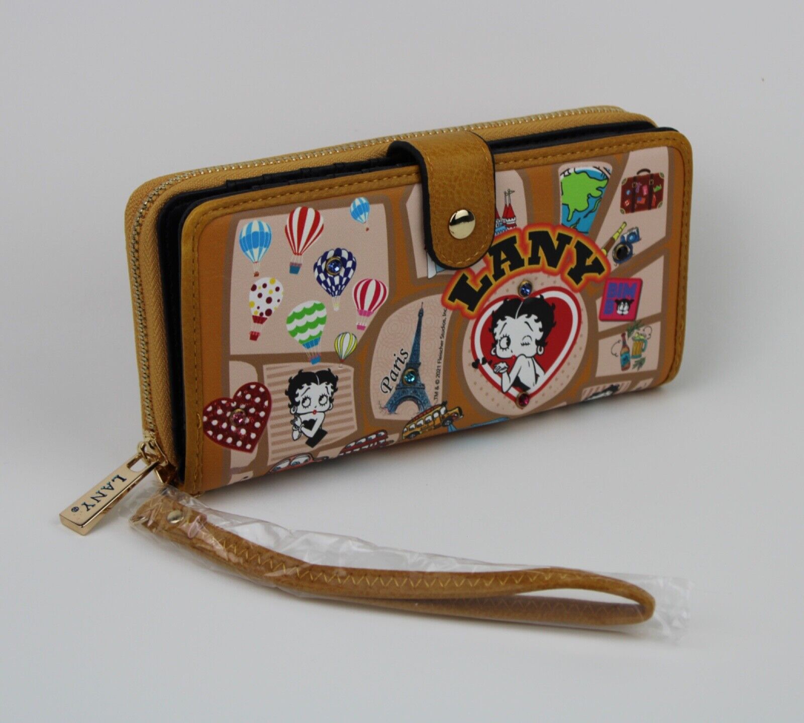 NEW! Betty Boop Women's Lany Vegan Wristlet Wallet