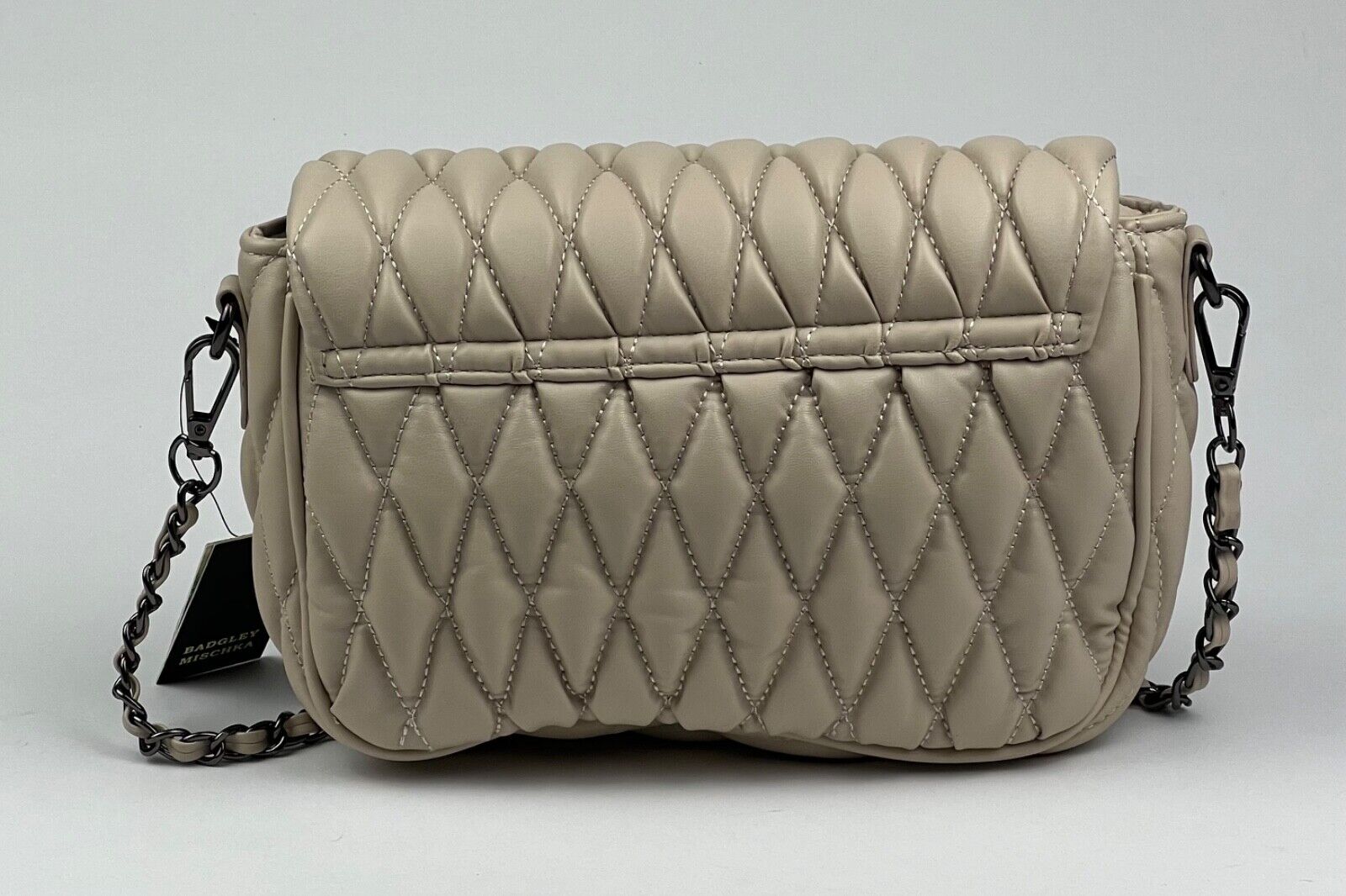 NEW! Badgley Mischka Women's Quilted Messenger Bag In Off White NWT $149