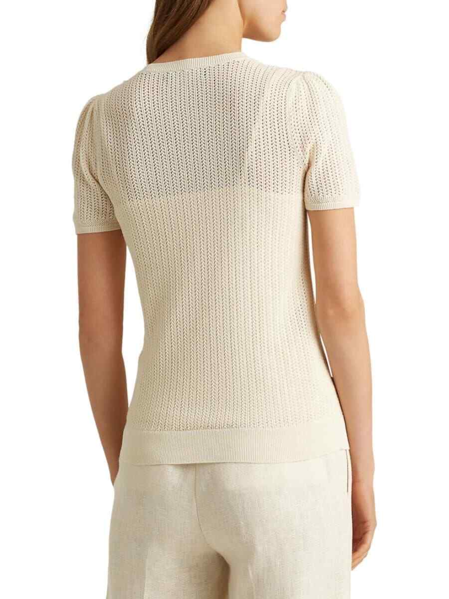 NEW! Lauren Ralph Lauren Women's L Pointelle Cotton-Blend Sweater Top NWT $99.50