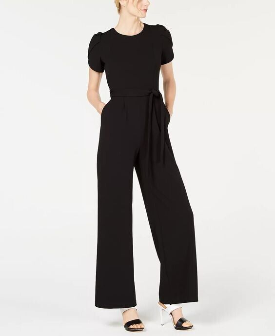 Calvin Klein Women's Belted Tulip-Sleeve Jumpsuit