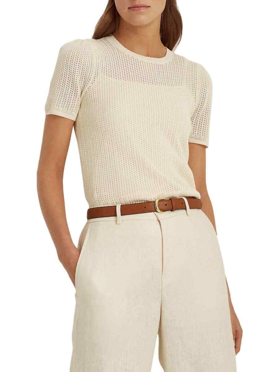 NEW! Lauren Ralph Lauren Women's L Pointelle Cotton-Blend Sweater Top NWT $99.50