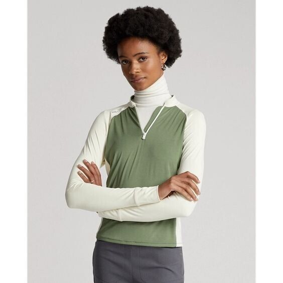 RLX Golf Ralph Lauren Women's Color-Blocked Jersey Zip Pullover