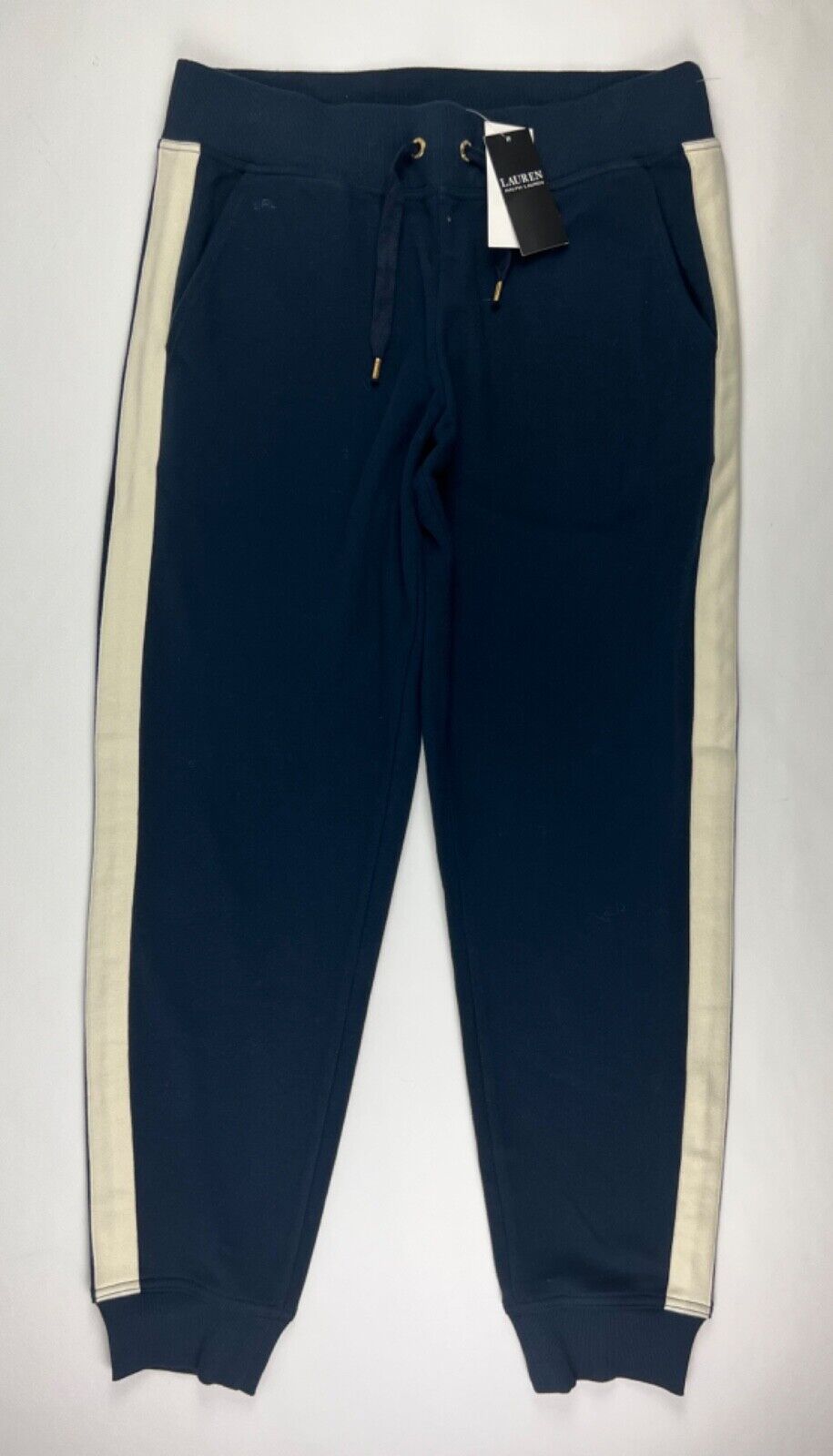 Lauren Ralph Lauren Women's M Side Stripe Jogger Pant In Navy/White NWT $110