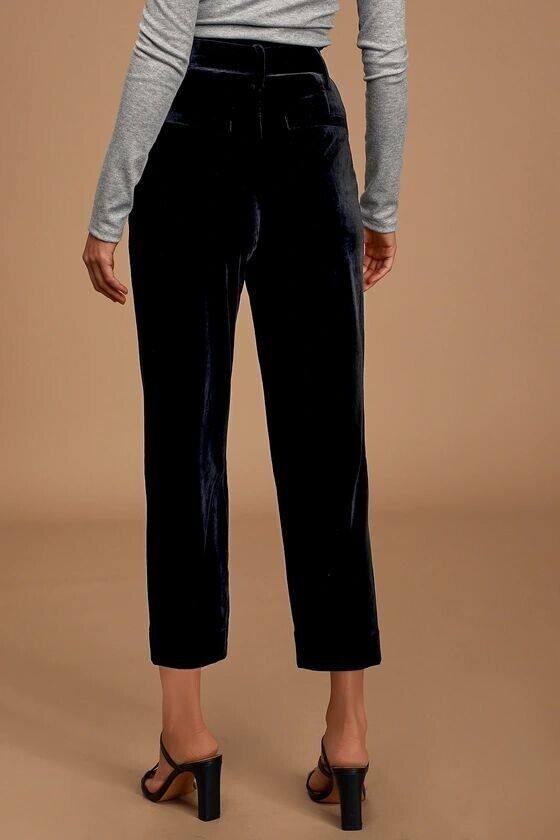 NEW! Neon Blonde Women's 30 Roxy Black Velvet Paperbag Waist Pants MSRP $159