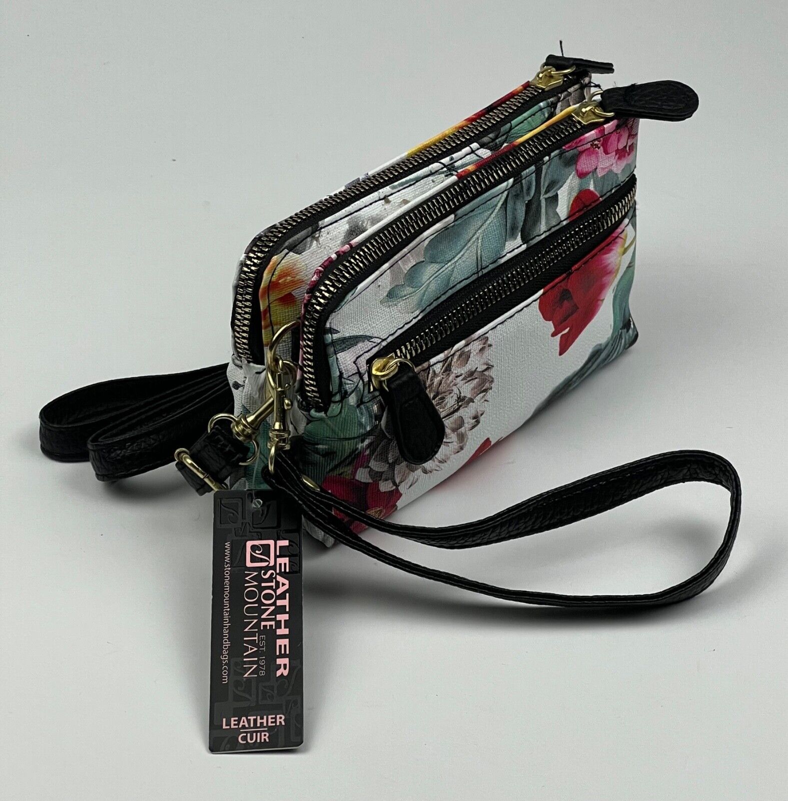 NEW! Stone Mountain Women's Double Top Zip Entry Wristlet Crossbody Bag NWT $89